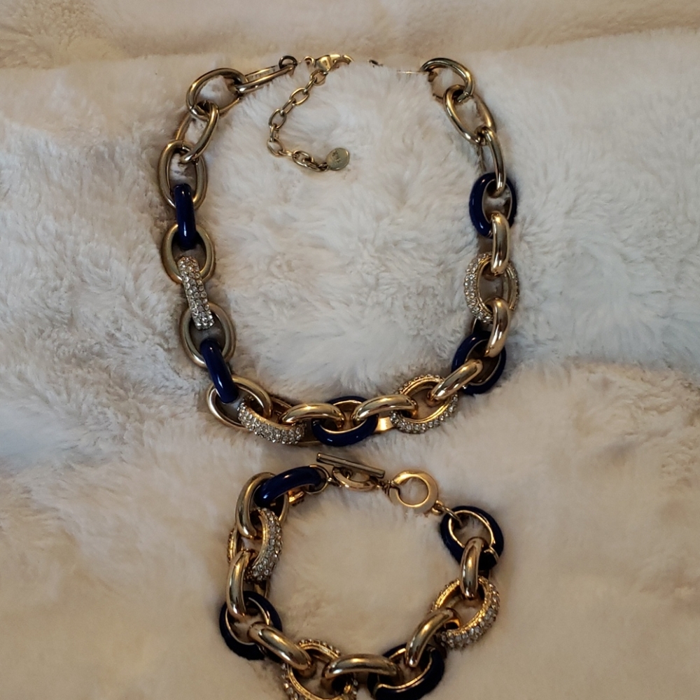 bella jack Gold tone Link necklace/bracelet set